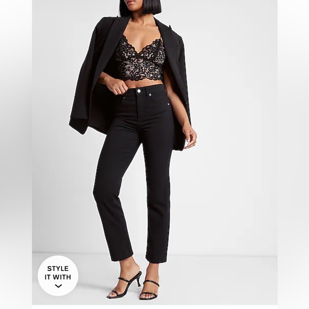 New with tags black high waisted straight ankle jeans
